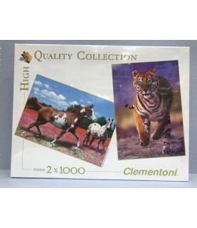 Clementoni Puzzle 2 x 1000 peças  Alta Qualidade (Cavalos - Tigre selvagem)