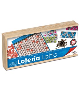 Cayro Lotto -Tómbola 48 cartões em uma caixa de madeira