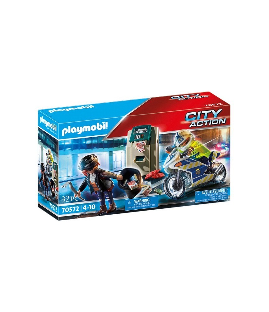 Playmobil City Action Moto da Polícia: Perseguição do ladrão de dinheiro - 70572-22