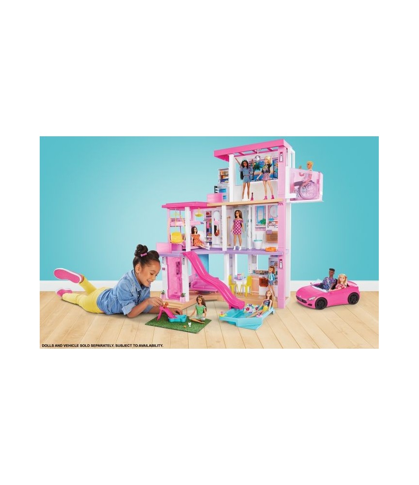Mega casa dos sonhos da barbie dreamhouse + 75 peças - mattel no