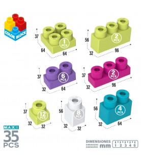 Cubos blocos de construção 35 peças Color Block Maxi-49285